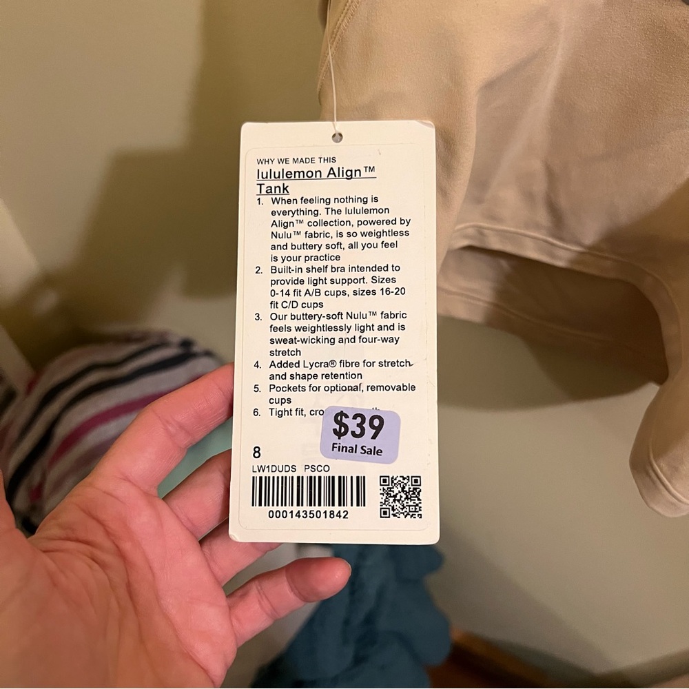 BNWT Lululemon Align Tank size 8